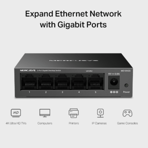 Mercusys MS105GS 5-PortGigabit Desktop Switch